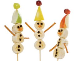 Kids will love to make this tasty topical snowman.